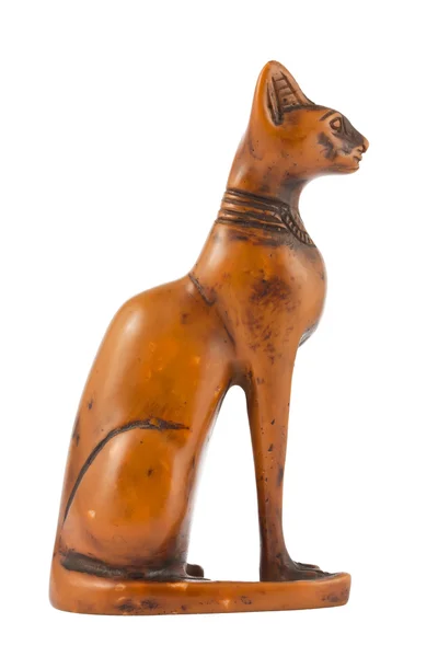Egyptische Kat Standbeeld Geïsoleerd Witte Achtergrond — Stockfoto