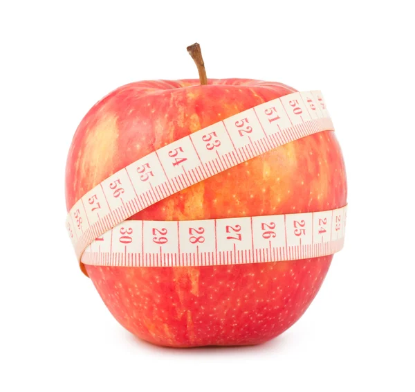 Czerwony jabłko i centymetrem — Zdjęcie stockowe