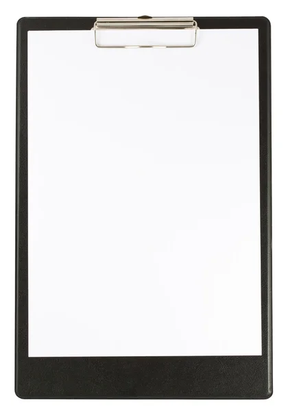 Clipboard preto isolado em branco — Fotografia de Stock