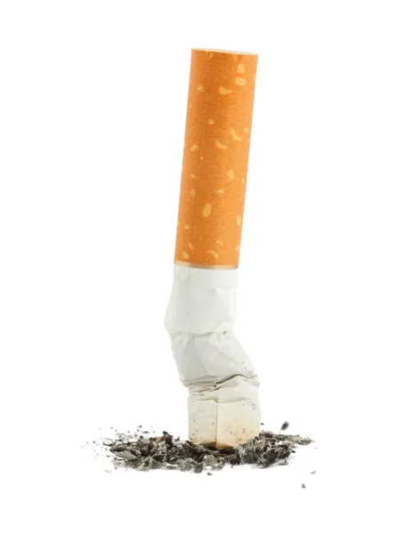 Colilla de cigarrillo simple con ceniza Fotos de stock libres de derechos