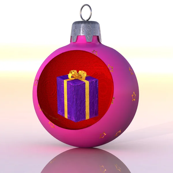 yuvarlak cam top yılbaşı süsleme içinde bir Noel hediyesi. verme ruhu.
