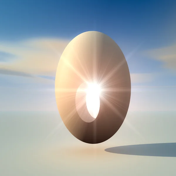 stock image An abstract illustration of a bright light from inside an egg. Concept of a birth of a new bright idea.