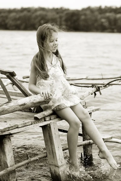 stock image Little girl a park near the river