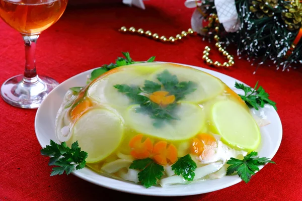 Tasty Jelly Fish Lemon Carrot Parsley Plate — Stock Photo, Image