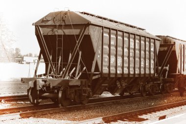 An old railway and some retro wagons clipart