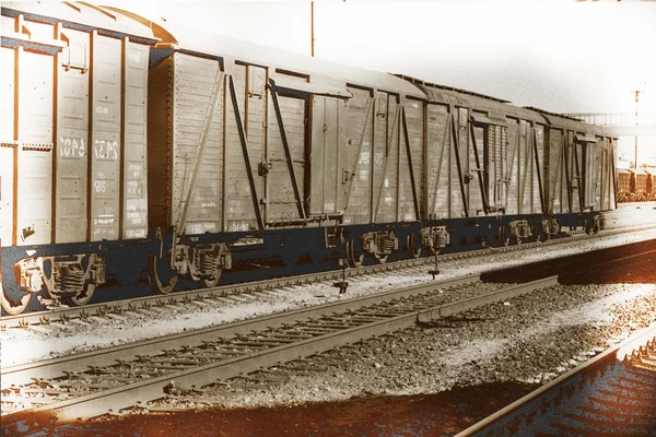 Uma Velha Ferrovia Alguns Vagões Retro — Fotografia de Stock