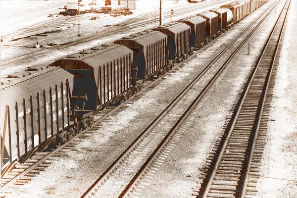 Eine Alte Eisenbahn Und Einige Retro Waggons — Stockfoto
