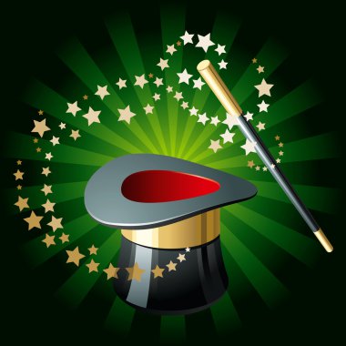Magic Hat and Wand clipart