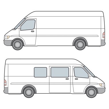 Side View of whire minibus. Vector Illustration clipart