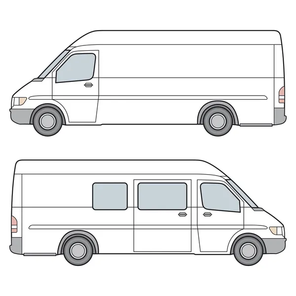 Whire Minibüs Yan Görünüm Vektör Çizim — Stok Vektör