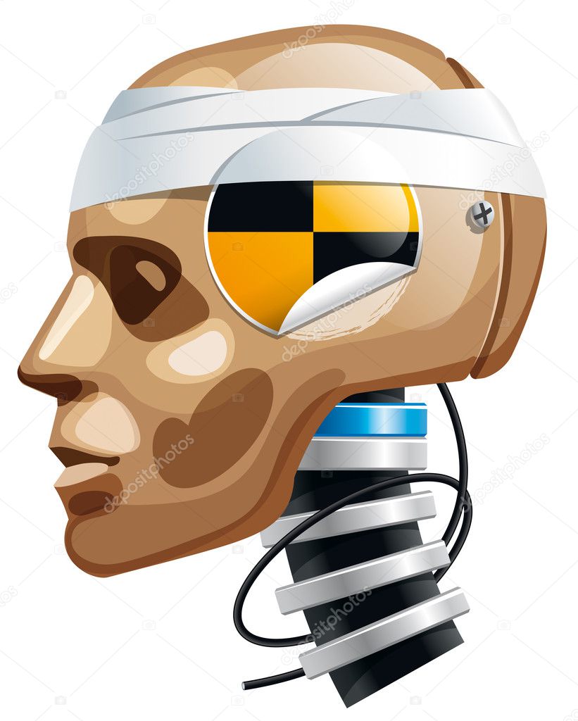 Crash test dummy man head. Vector Illustration