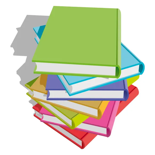 Pilha Livros Multicoloridos Sobre Fundo Branco Ilustração Vetorial — Vetor de Stock