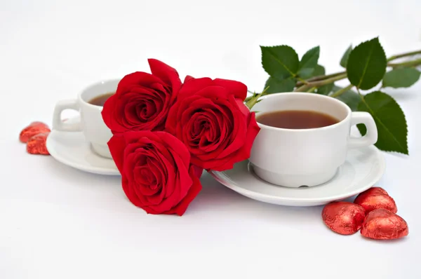 Rose and tea — Stock Photo, Image