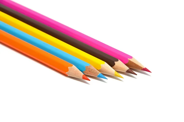 Cinco lápis coloridos — Fotografia de Stock