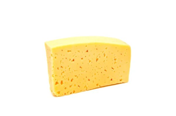 Ein Großes Stück Käse Auf Weißem Hintergrund — Stockfoto