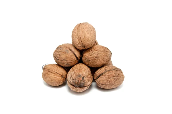Group of walnuts in the form of a pyramid — Stock Photo, Image