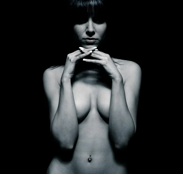 Dark naked sexy girl — Stock Photo, Image