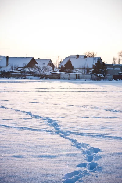 Zimní sněhová vesnice — Stock fotografie