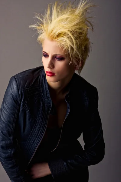 Emotive attractive punk blonde girl — Stock Photo, Image