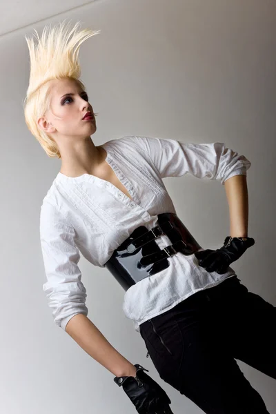 Punk blonde attractive fashion girl — Stock Photo, Image