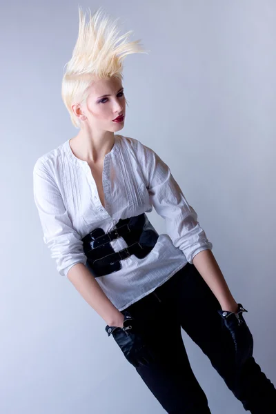 Punk Blonde Attractive Fashion Girl — Stock Photo, Image