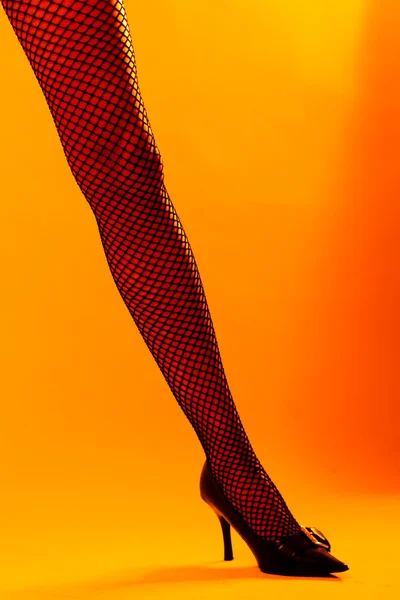 Mädchen Lange Beine Schwarzen Strümpfen — Stockfoto
