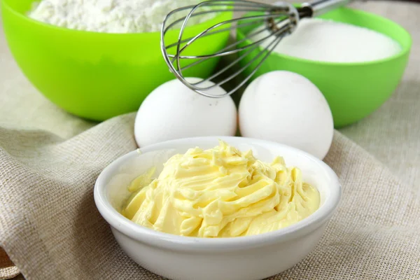 Mel sukker smør æg - Stock-foto