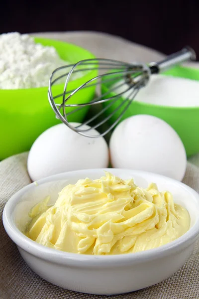 Flour sugar butter eggs — Stock Photo, Image