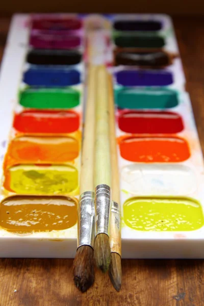 Scatola acquerello vernici per disegnare — Foto Stock