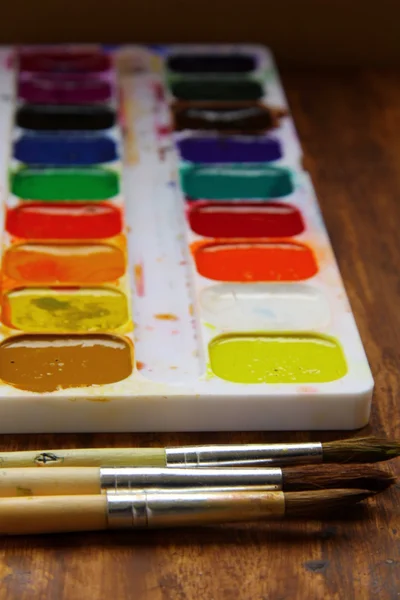 Box watercolor paints to draw — Stockfoto