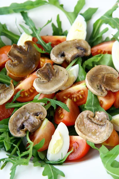 Salad with tomatoes and fried mushrooms — Stock Photo, Image