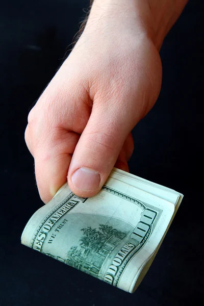 Die Hand des Mannes mit dem US-Dollar — Stockfoto
