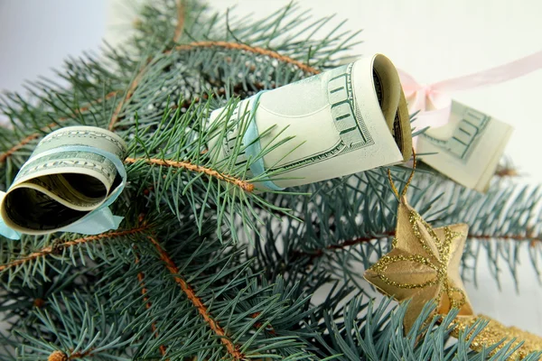 stock image American dollars on the Christmas tree