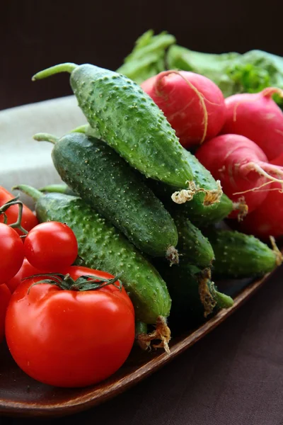 Fresh cucumber and tomato — Stock Photo, Image