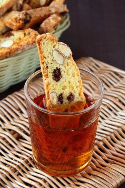 kırmızı şarap ile İtalyan bisküvi, tipik İtalyan tatlı snack