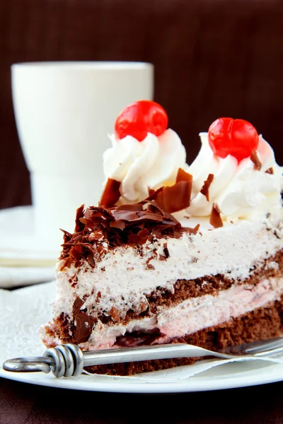 접시에 초콜릿 케이크 — 스톡 사진