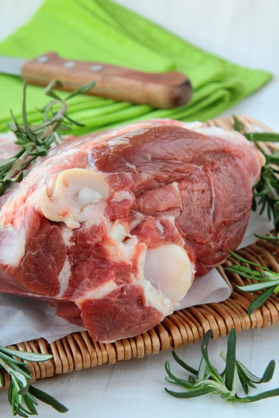 Fresh Raw Lamb Rosemary Board — Stock Photo, Image