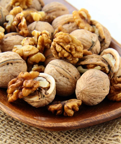 Whole Chopped Walnuts Brown Background — Stock Photo, Image