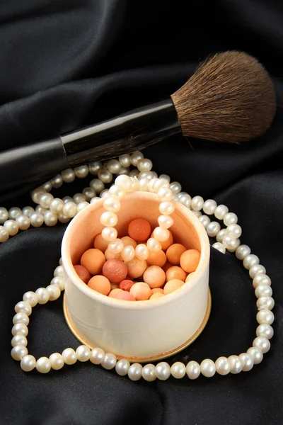 White pearl with powder in a box — Stock Photo, Image