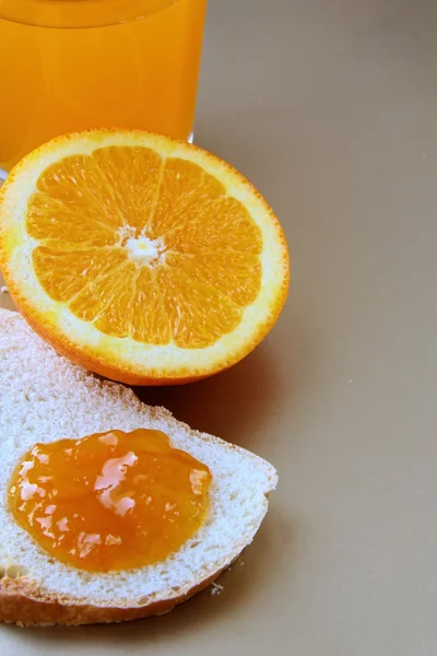 Orange Juice Toast Orange Marmalade Breakfast Concept — Stock Photo, Image