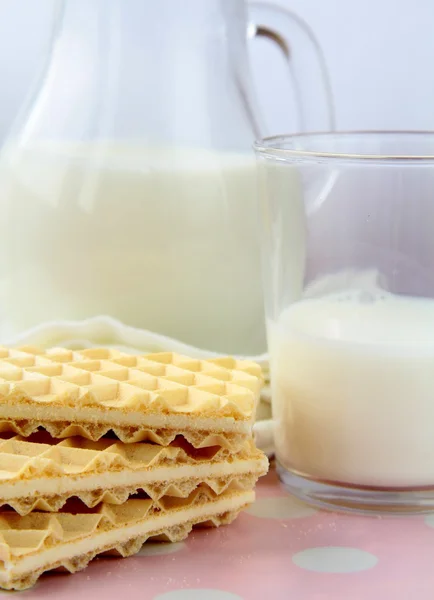 Свіже Молоко Глечику Склянці Печиво — стокове фото