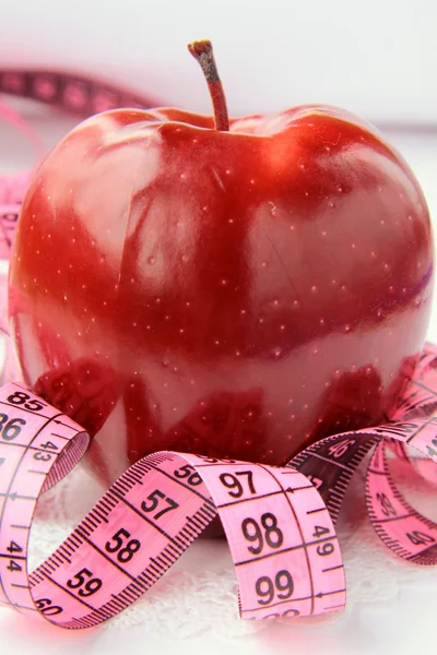 Apple Measure Tape Diet Concept — Stock Photo, Image