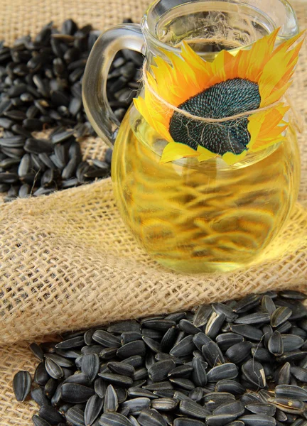 Pflanzenöl Aus Sonnenblumenkernen Glas — Stockfoto