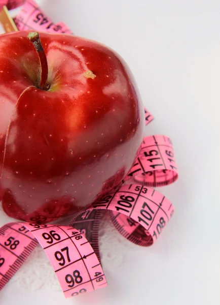 Apple Measure Tape Diet Concept — Stock Photo, Image