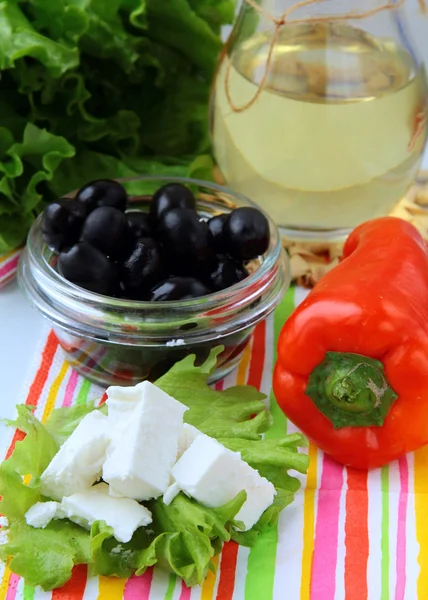Ingrédients pour une salade grecque — Photo
