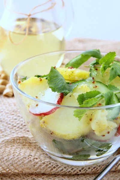 Kartoffelsalat mit Gurken und Rettich — Stockfoto