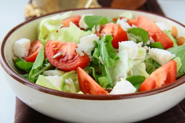 stock image Greek Mediterranean salad with feta cheese