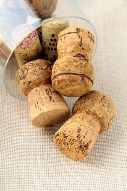 Cork from bottles of wine in the glass clipart