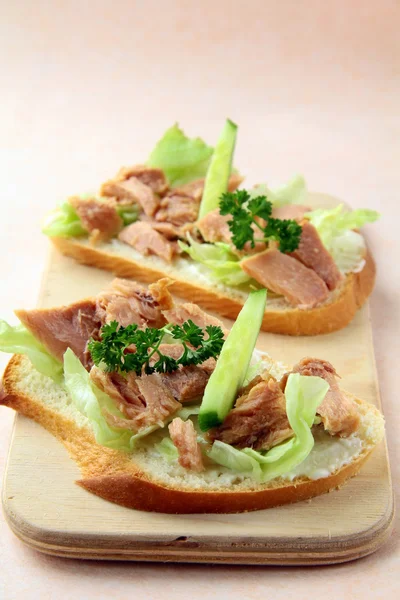 Smörgås med tonfisk och gurka — Stockfoto