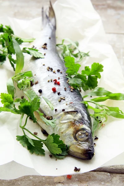 Fish herring on board with parsley — Stock Photo, Image